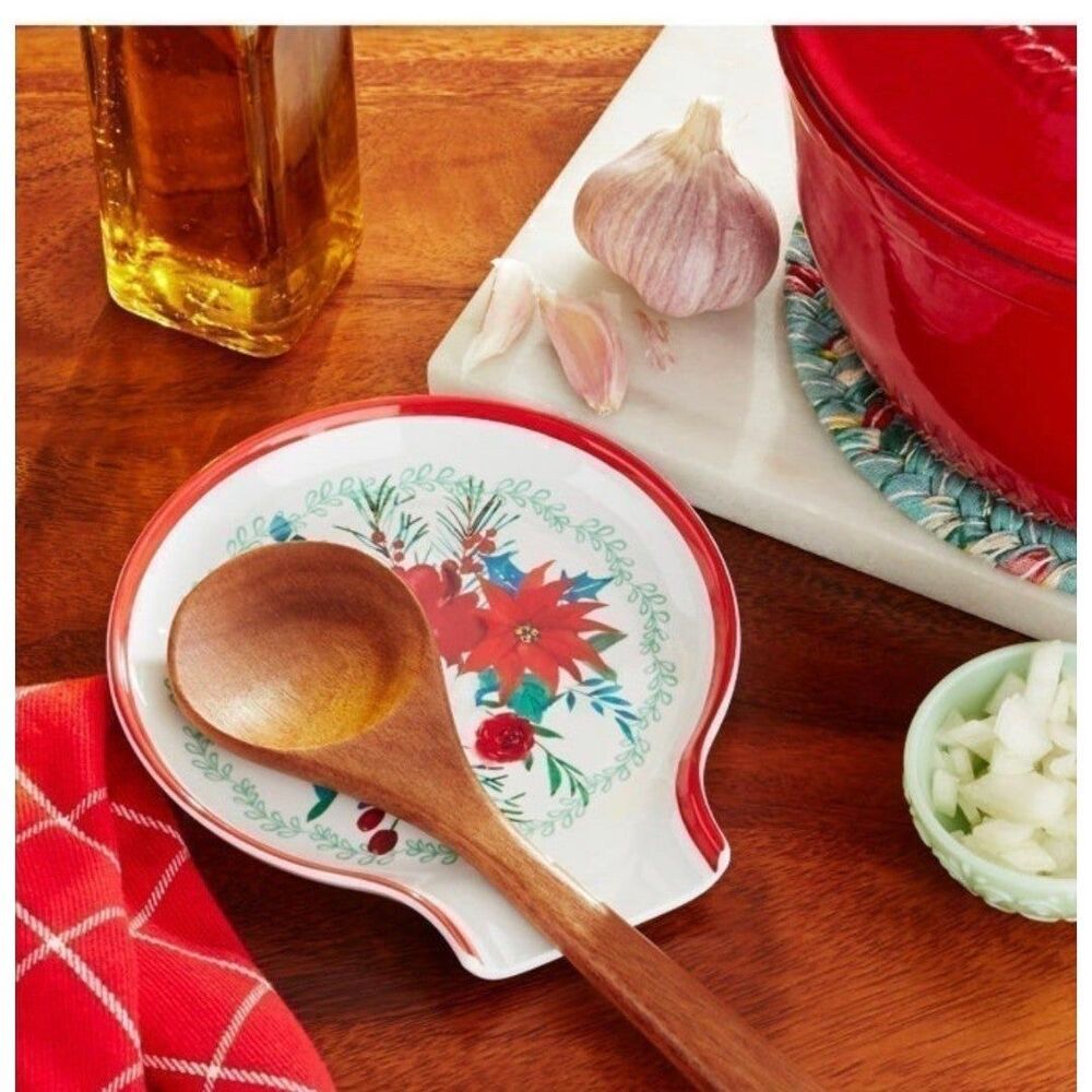 The Pioneer Woman Wishful Winter Melamine Holiday Spoon Rest New Home Decor Red